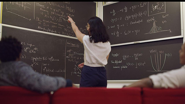 students at board