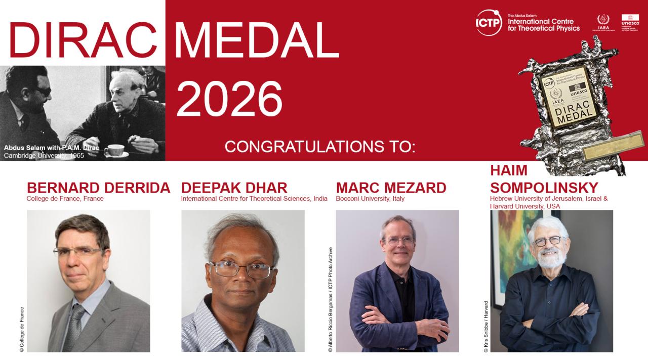 ICTP Announces 2026 Dirac Medal Recipients
