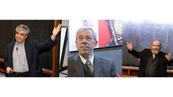 From left: Subir Sachdev, Peter Zoller and William Bialek (ICTP Photo Archives/Roberto Barnaba, Massimo Silvano)